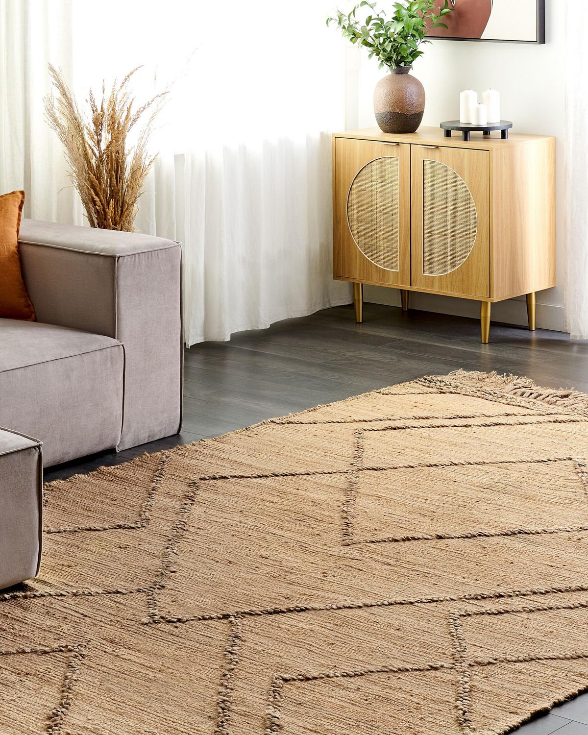 TEPPICH geflochten Beige 200/300 cm Handere - Beige, Naturmaterialien (200/300cm) - Beliani