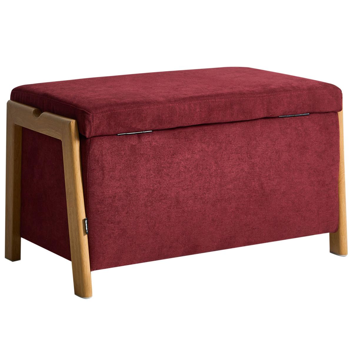 POLSTERBANK mit Stauraum Stoff Burgunderrot Edland - Dunkelrot, Textil/Metall (75/44/43cm) - Beliani