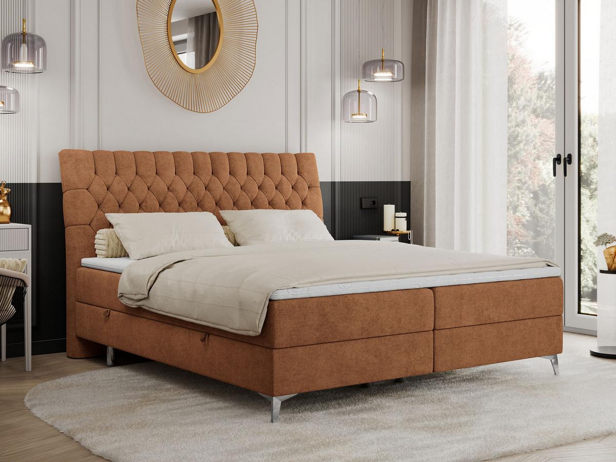 BOXBETT MILEN 140/200 Orange Struktur - H3 - Orange, Holz/Textil (140/200cm) - MKS
