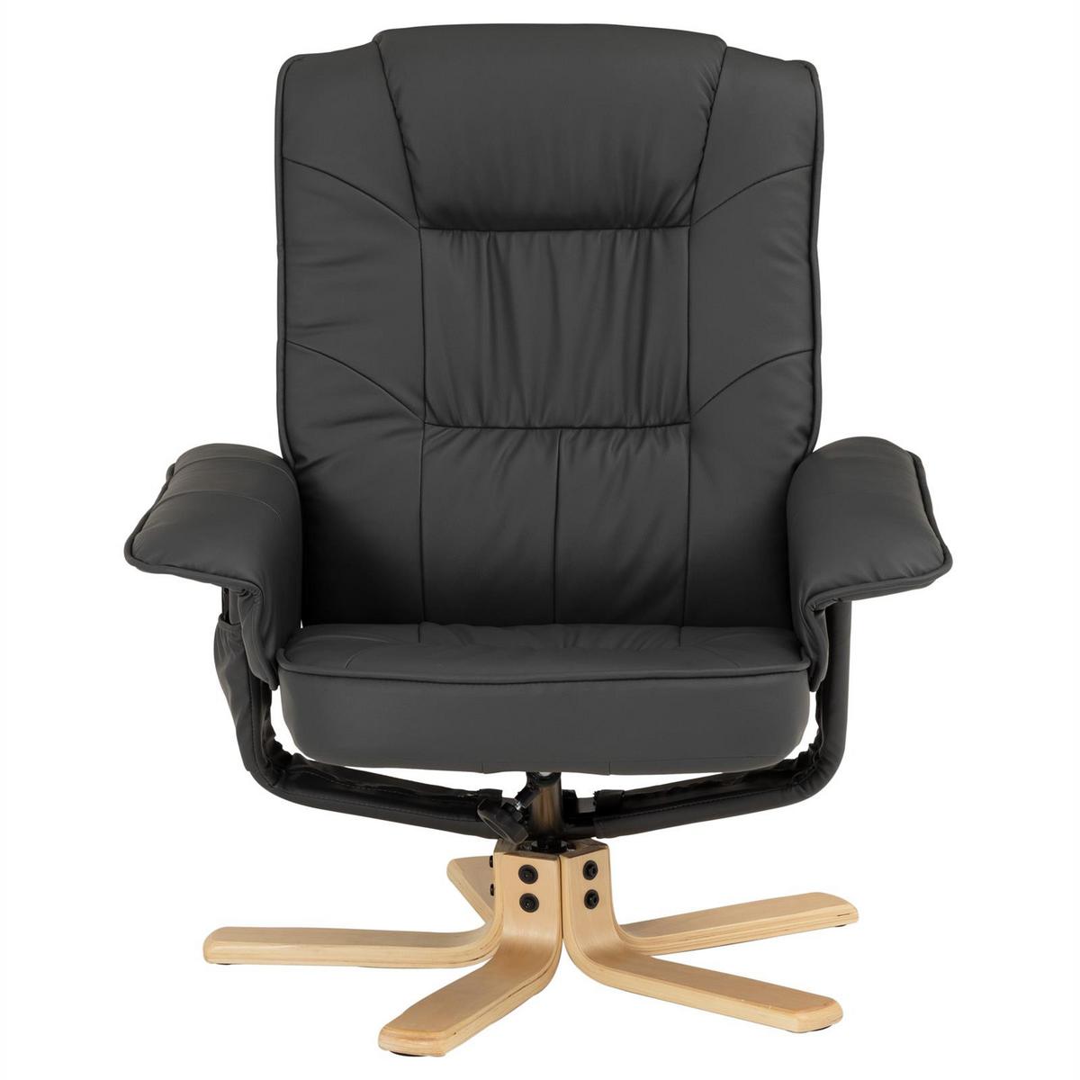 RELAXSESSEL KUNSTLEDER, SET MIT HOCKER CHARLY grau - Grau, Textil (76/87/61cm) - IDIMEX