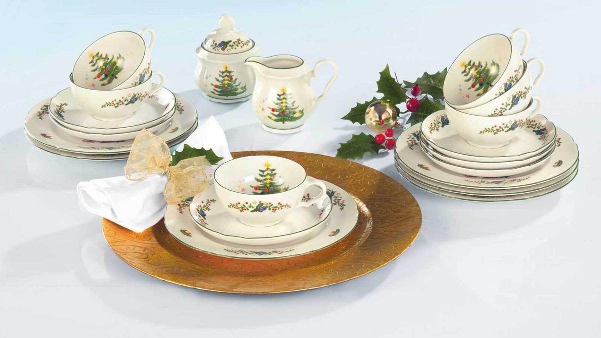 TEEUNTERTASSEN Marieluise Weihnachten weiß-grün ø 13 cm 6er Set - Weiß/Grün, Keramik (13cm) - Seltmann Weiden
