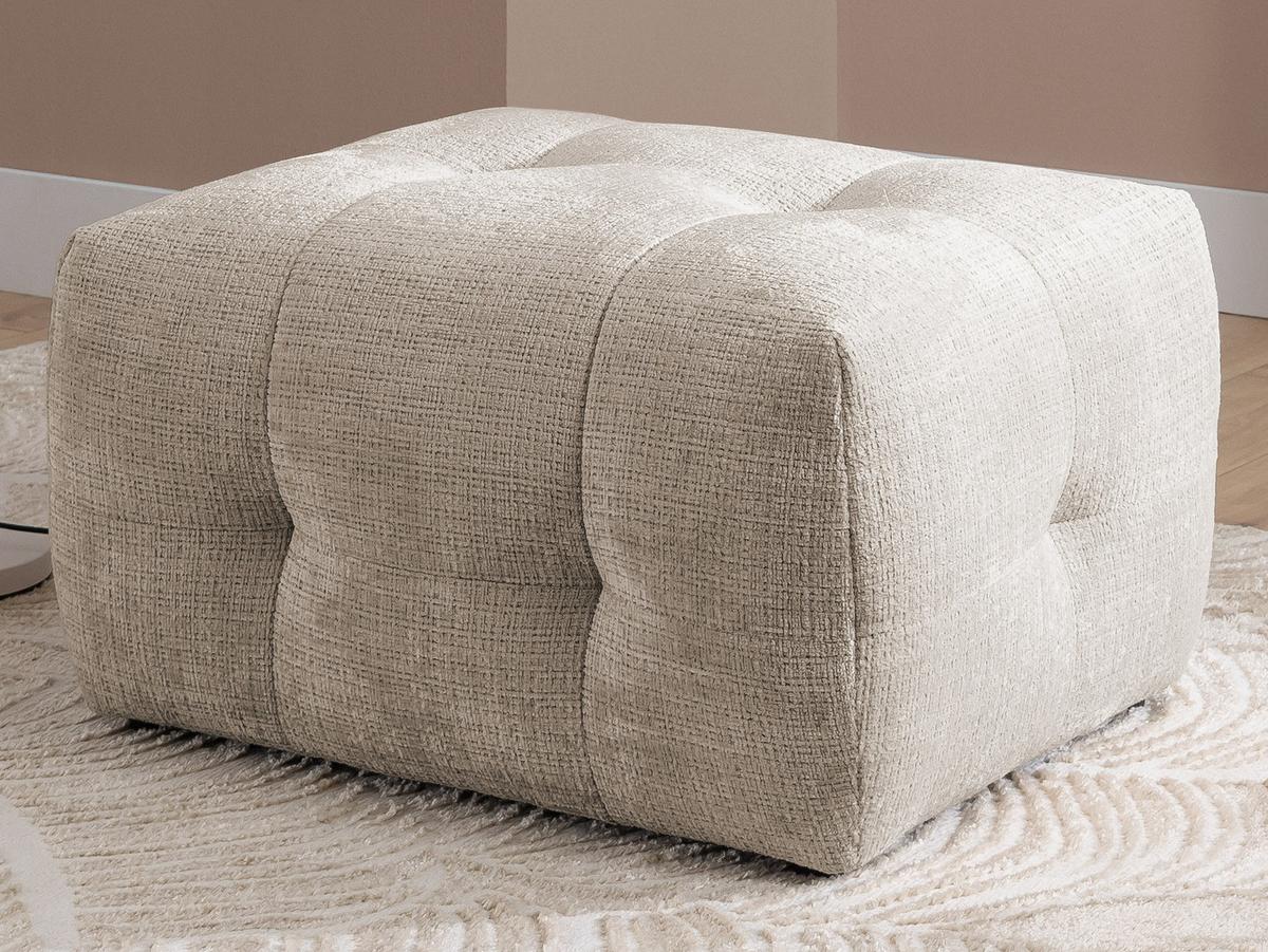 POLSTERHOCKER Kozy im Bumpy-Design aus weichem Dunkelbeige Chenille-Stoff - Beige/Schwarz, Holz/Textil (87/46/68cm) - S-Style Möbel