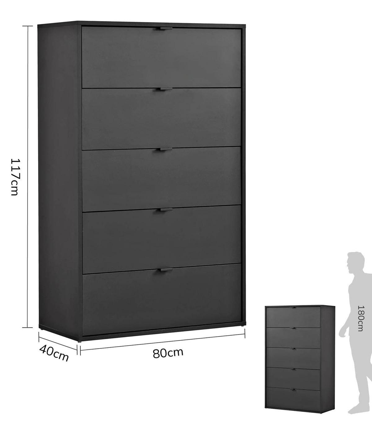 KOMMODE Die Stilvolle - Anthrazit, Holzwerkstoff (80/117/40cm) - Mokebo