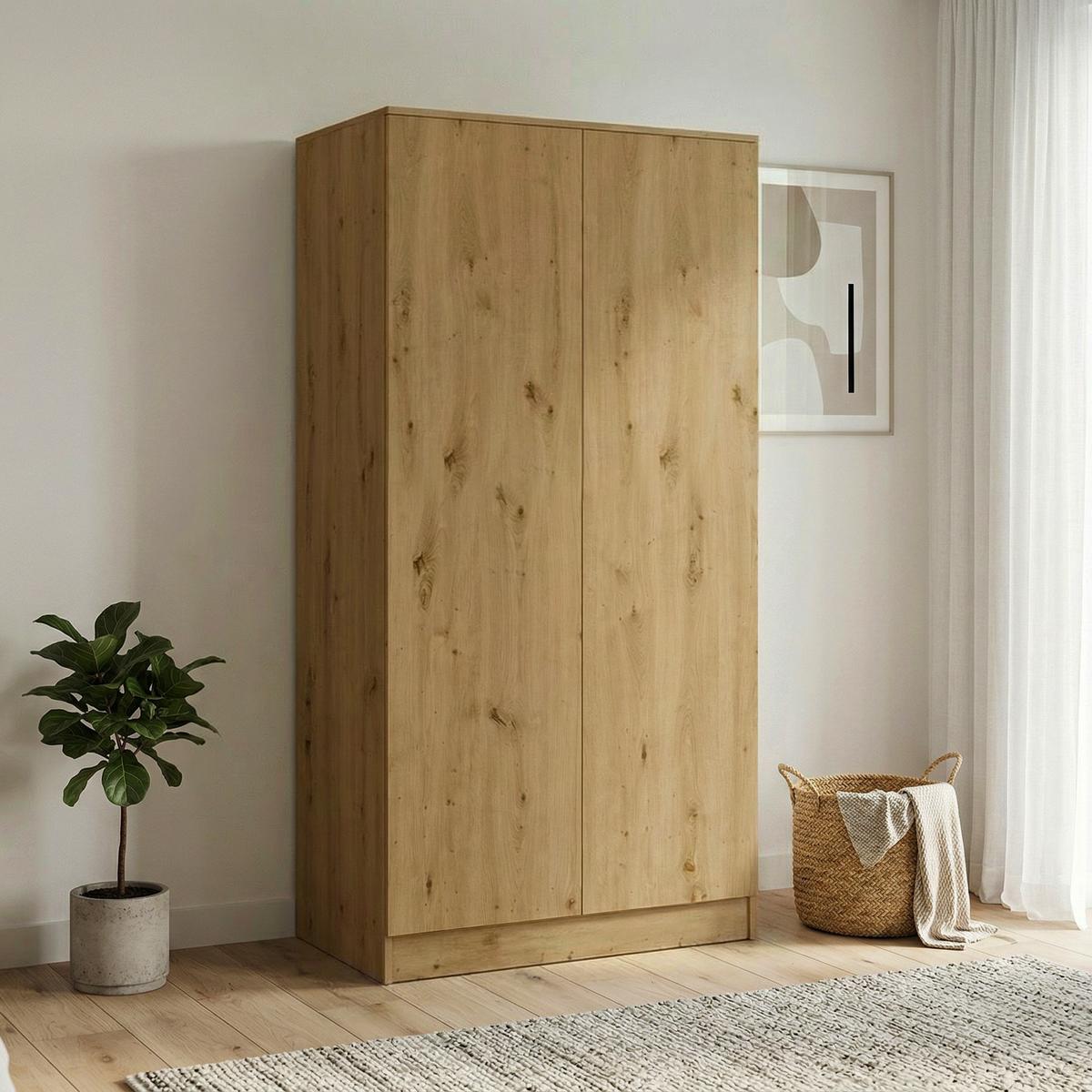 DREHTÜRENSCHRANK Look mit 2 Türen, 90 cm, eiche Artisan - Eiche Artisan, Holzwerkstoff (90/180/50cm) - Beautysofa