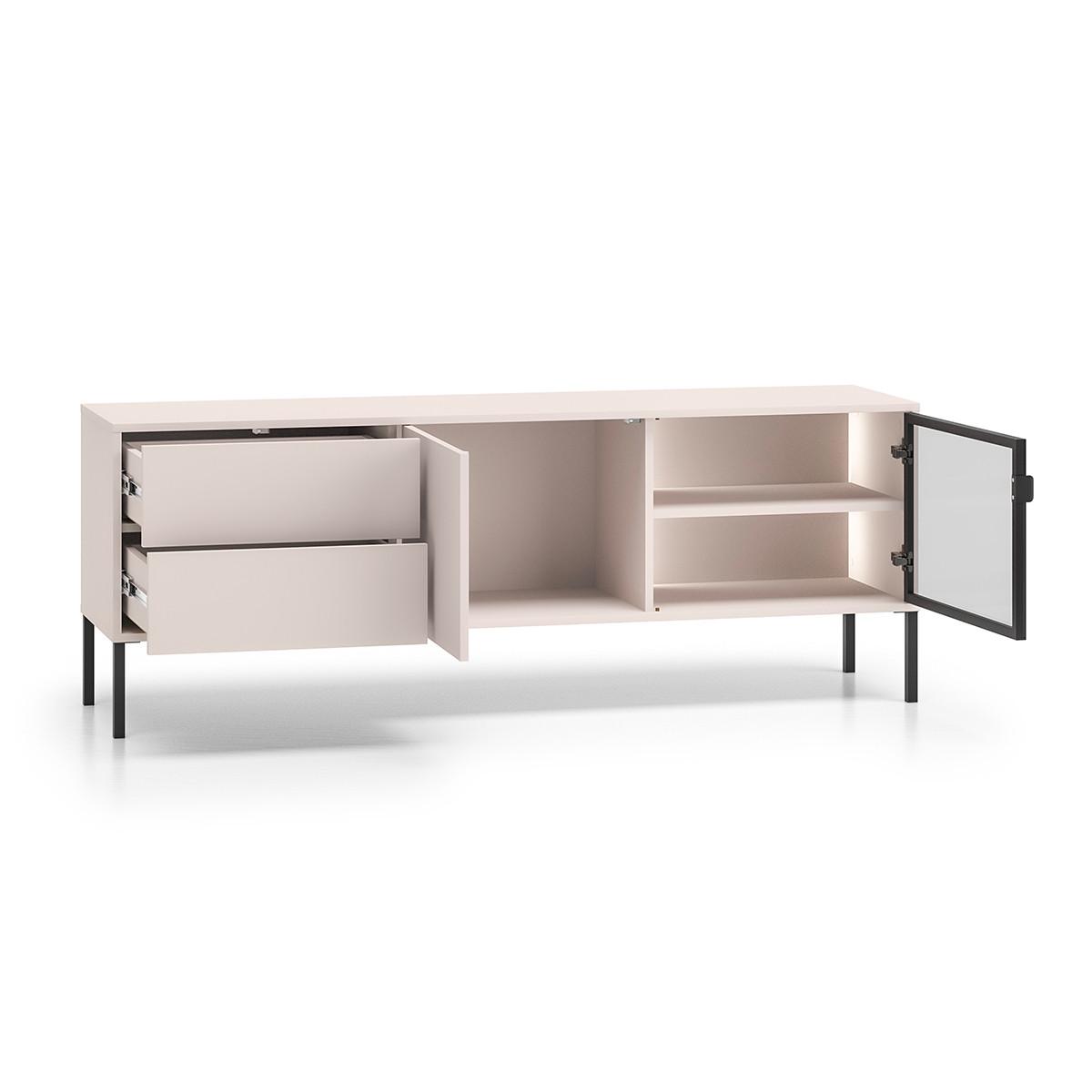 TV-MÖBEL Paige Kaschmir und Schwarz - Beige, Holzwerkstoff (160/59/40cm) - Petits-meubles
