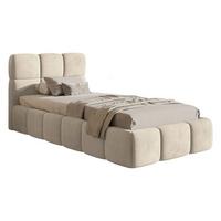 POLSTERBETT Cloudy Hellbeige Samt, 90x200 cm - Ecru/Schwarz, Kunststoff/Textil (90/200cm) - Selsey