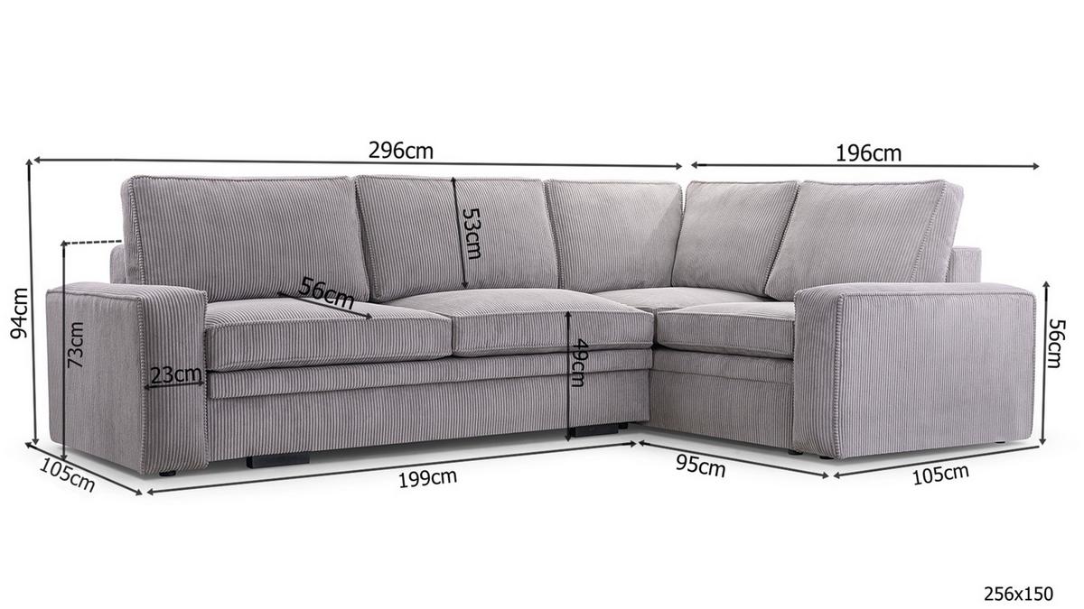 ECKSOFA L Form Treville Grau 296/196/94 cm – Links, mit Bettkasten und Schlaffunktion - Schwarz/Grau, Kunststoff/Textil (196/296cm) - AX Living