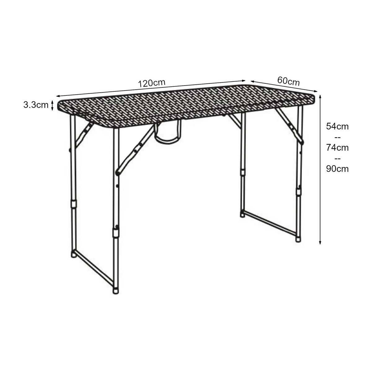 KLAPPTISCH Adelfia - Anthrazit, Kunststoff/Metall (120/60/90cm) - [en.casa]