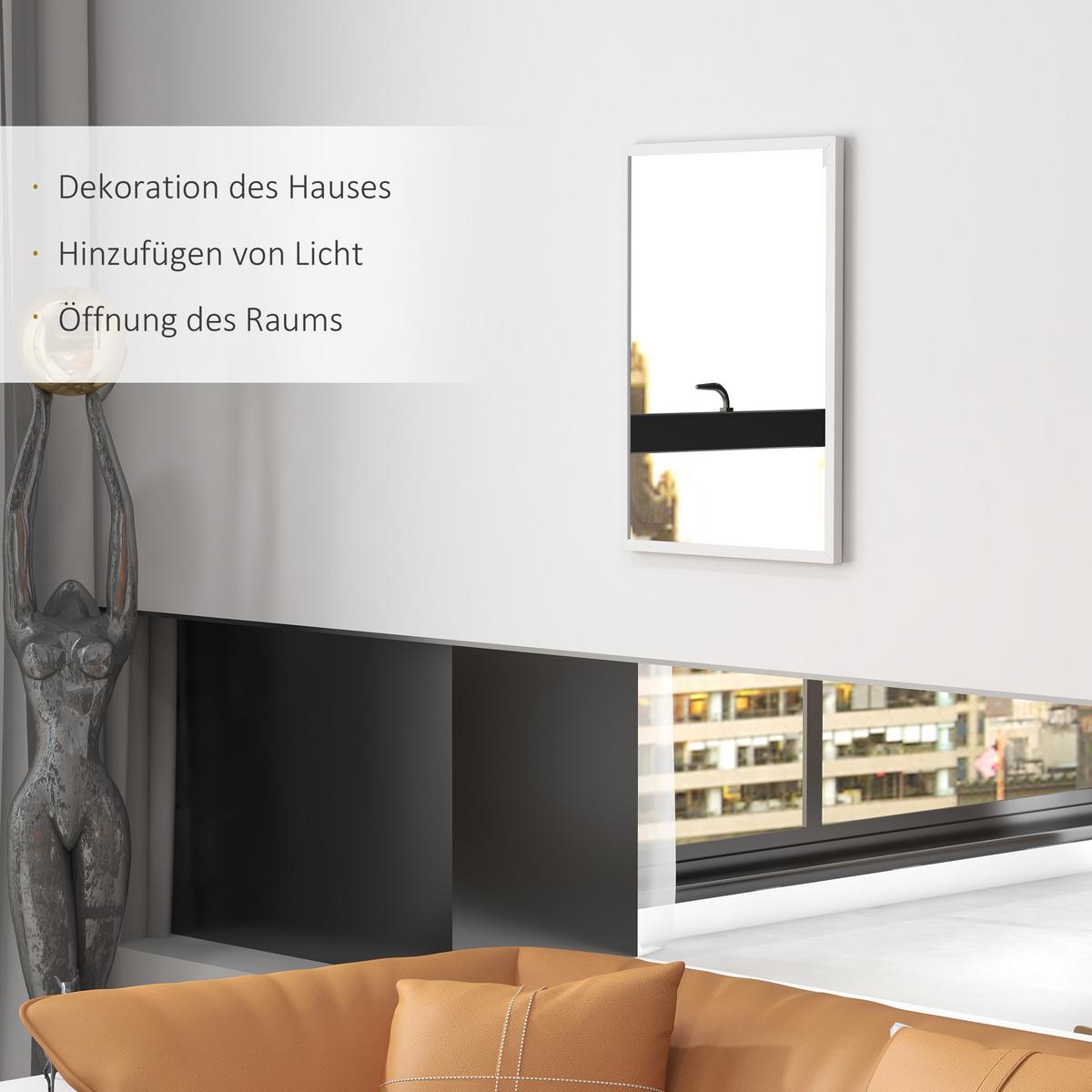 WANDSPIEGEL MDF Glas Weiß - Weiß, Holzwerkstoff (2/70/50cm) - HOMCOM