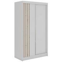 SCHWEBETÜRENSCHRANK mit Lamellen NAURU - 120 - Weiß und Eiche Artisan - Alufarben/Weiß, Holzwerkstoff/Metall (120/216/61cm) - MKS