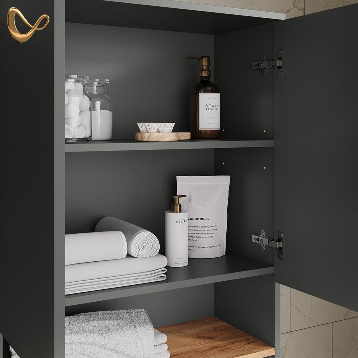 WASCHMASCHINENSCHRANK Paolina Anthrazit/Goldkraft Eiche 68 x 100.4 cm - Honigeiche/Anthrazit, Holzwerkstoff (68/100.4/29cm) - Livinity®