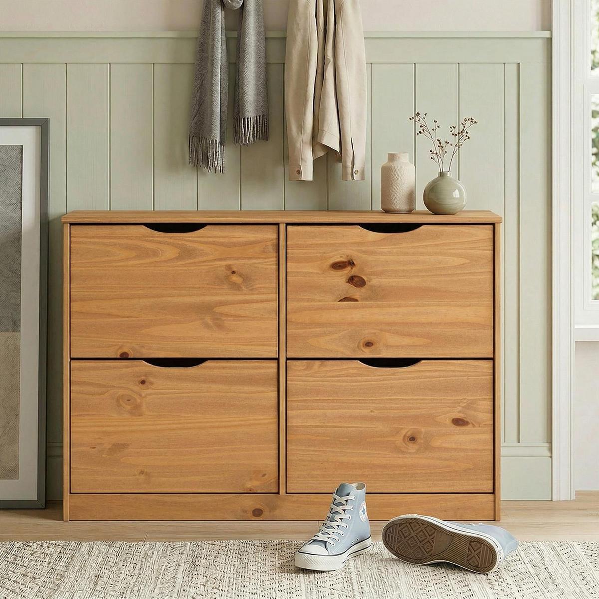 SCHUHKIPPER BASIL honigfarben - Honig, Holz (115/79/25cm) - IDIMEX