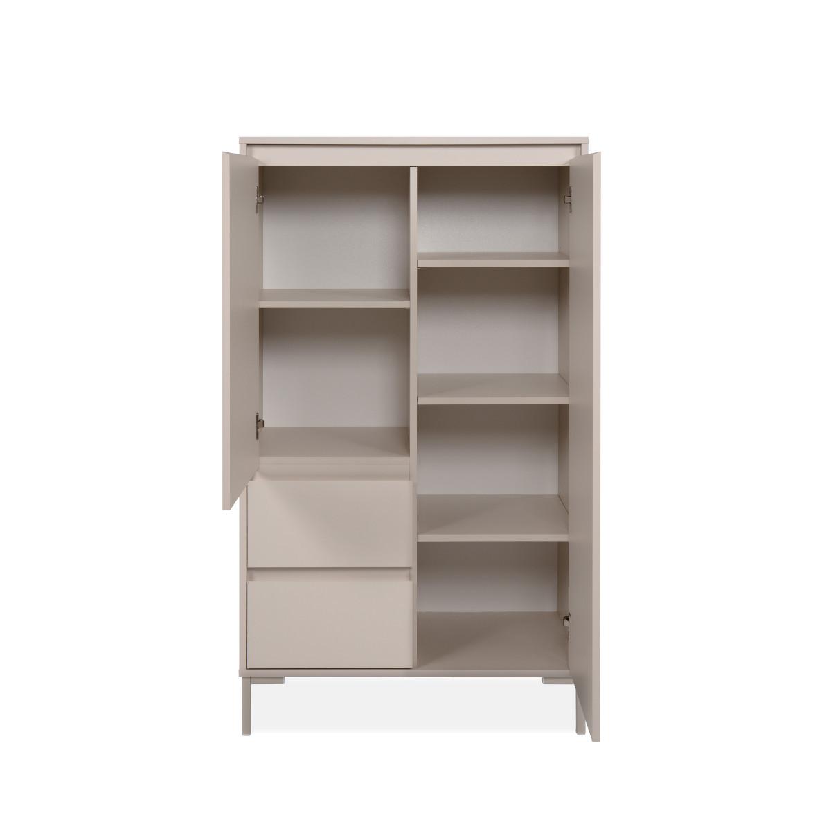 HIGHBOARD 2 Türen und 2 Schubladen, Farbe Kaschmir 40/139/81 cm - Beige, Holzwerkstoff (40/139/81cm) - Calicosy