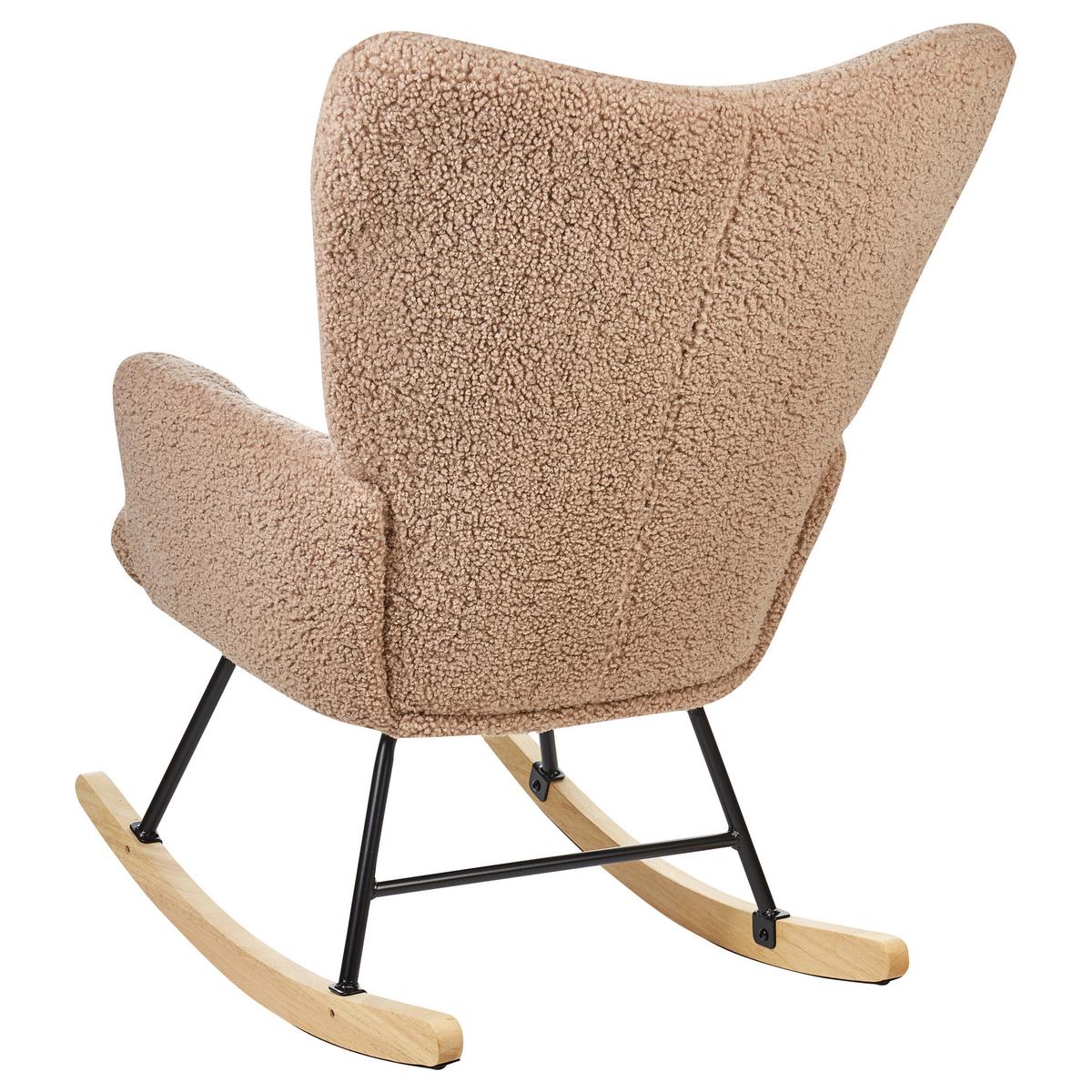 SCHAUKELSESSEL Bouclé Sandbeige Oulu - Sandfarben/Hellbraun, Textil (71/104/83cm) - Beliani