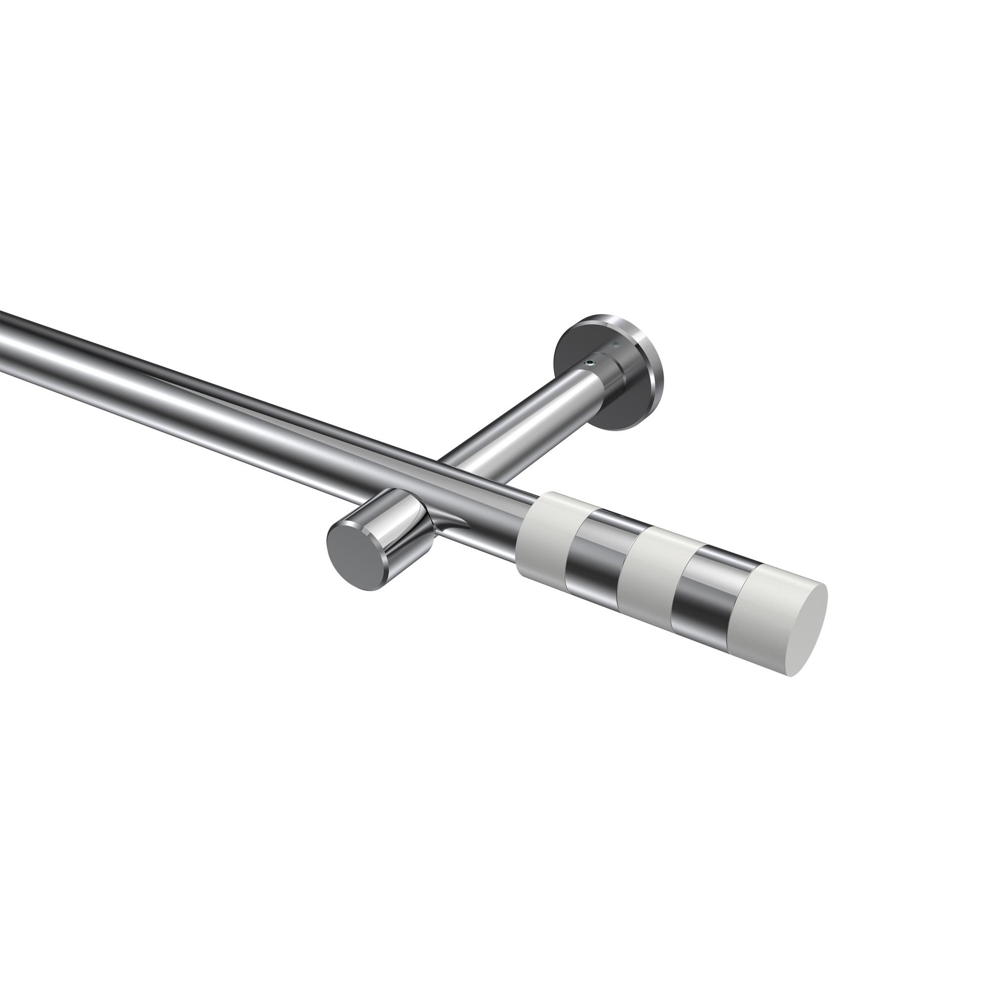 GARDINENSTANGE Prestige Mavell 120 cm, 1-läufig (ohne Ringe), 20 mm Ø Chrom - Chromfarben/Weiß, Metall (120cm) - INTERDECO
