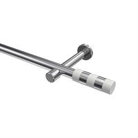 GARDINENSTANGE Prestige Mavell 120 cm, 1-läufig (ohne Ringe), 20 mm Ø Chrom - Chromfarben/Weiß, Metall (120cm) - INTERDECO
