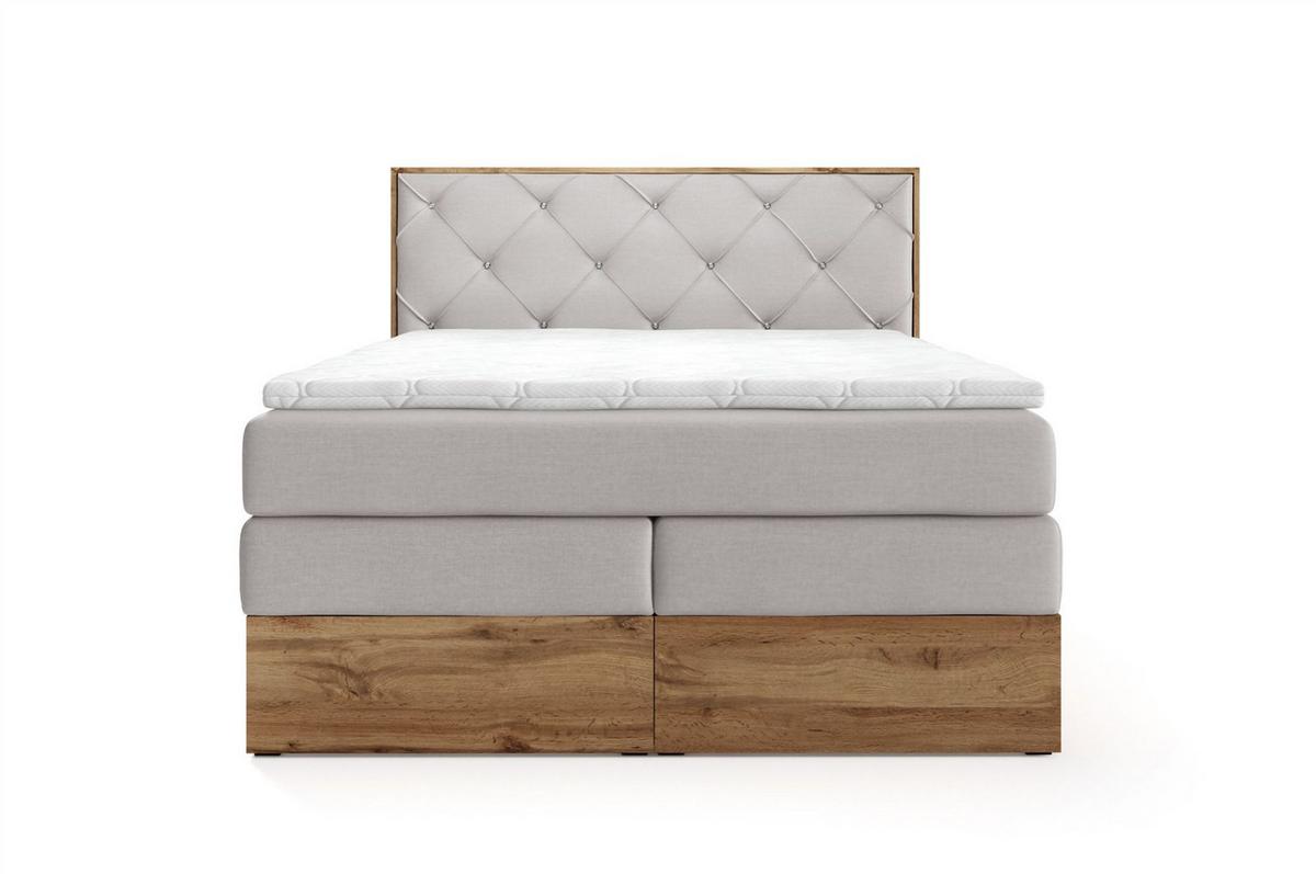 BOXSPRINGBETT Navel - Braun, Holzwerkstoff/Textil (160/200cm) - Fun Möbel