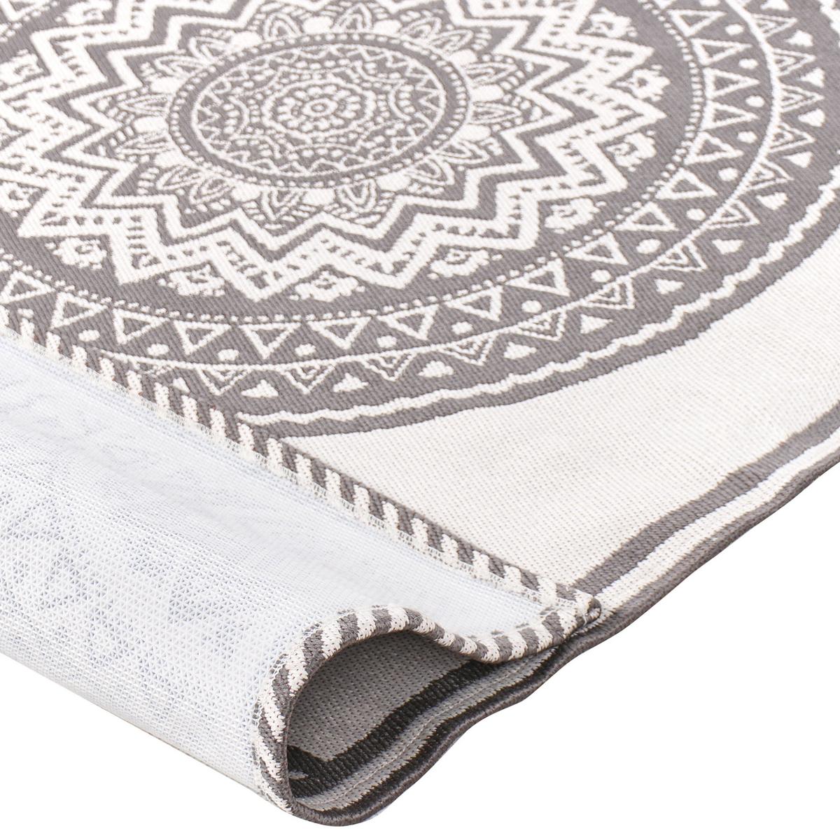 OUTDOORTEPPICH Grau 160/230 cm Nellore - Dunkelgrau/Beige, Kunststoff (160/230cm) - Beliani