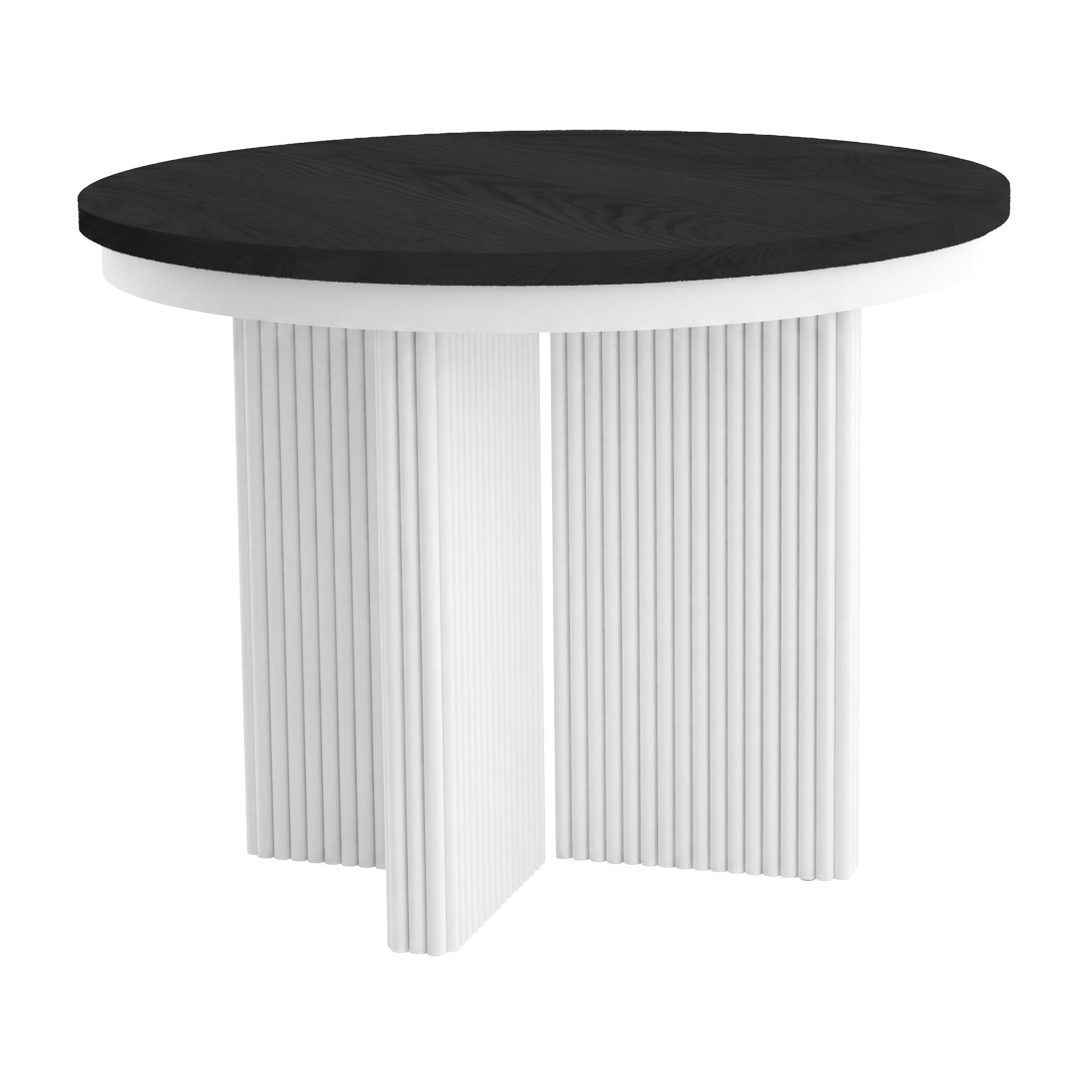 ESSTISCH Prestige runder Design-Tisch, ausziehbar Ø 100–180 cm, Schwarz+Weiß - Schwarz/Weiß, Metall (100/100/77cm) - Beautysofa
