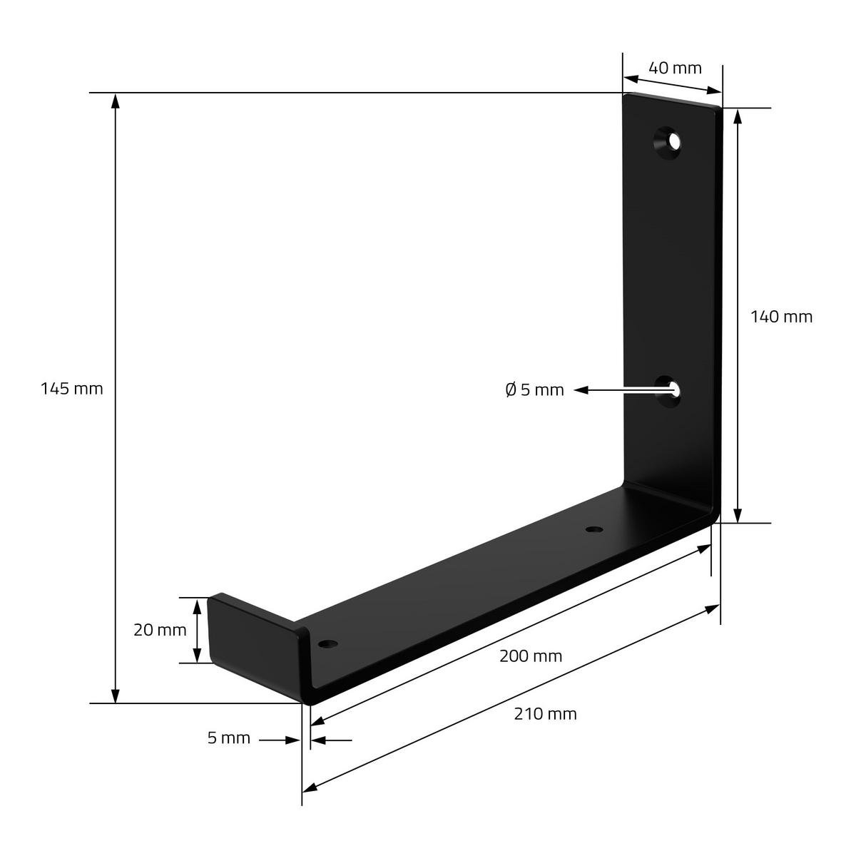 REGALHALTERUNG 2er Set - Schwarz, Metall (4/14/20cm) - ML-DESIGN