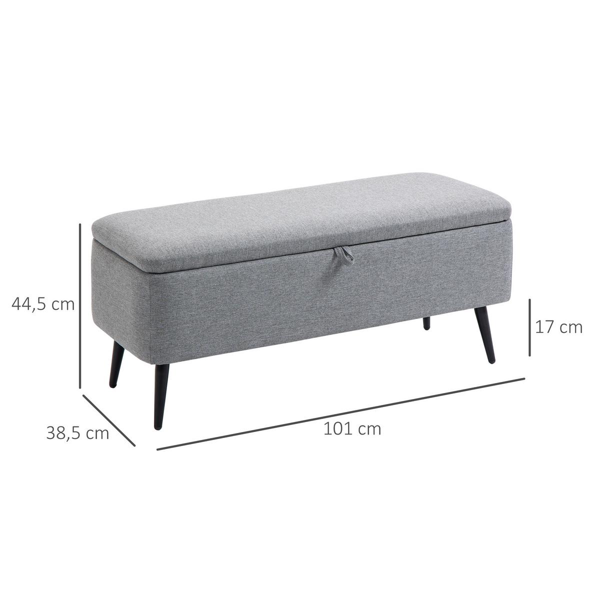 TRUHENBANK mit Stauraum, Leinenoptik für Wohnzimmer, 101x38,5x44,5 cm - Grau, Kunststoff (38.5/44.5/101cm) - HOMCOM