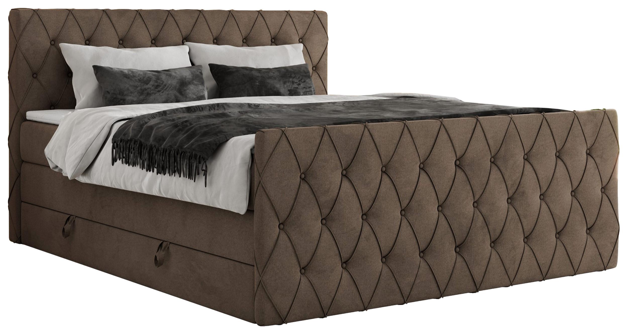 BOXSPRINGBETT MIREN KING DUO 200/200 Braun Velvet - H3 - Braun, Holz/Textil (200/200cm) - MKS