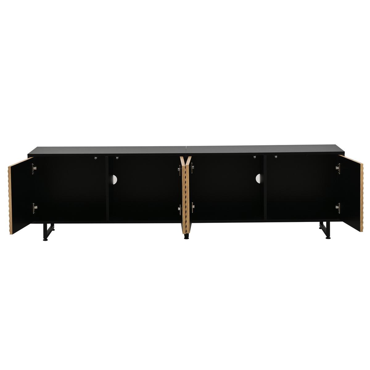 TV-LOWBOARD holzwerkstoff in natur & schwarz mit metallgestell, 4 türen - Naturfarben, Holzwerkstoff (180/50/40cm) - Urban Meuble