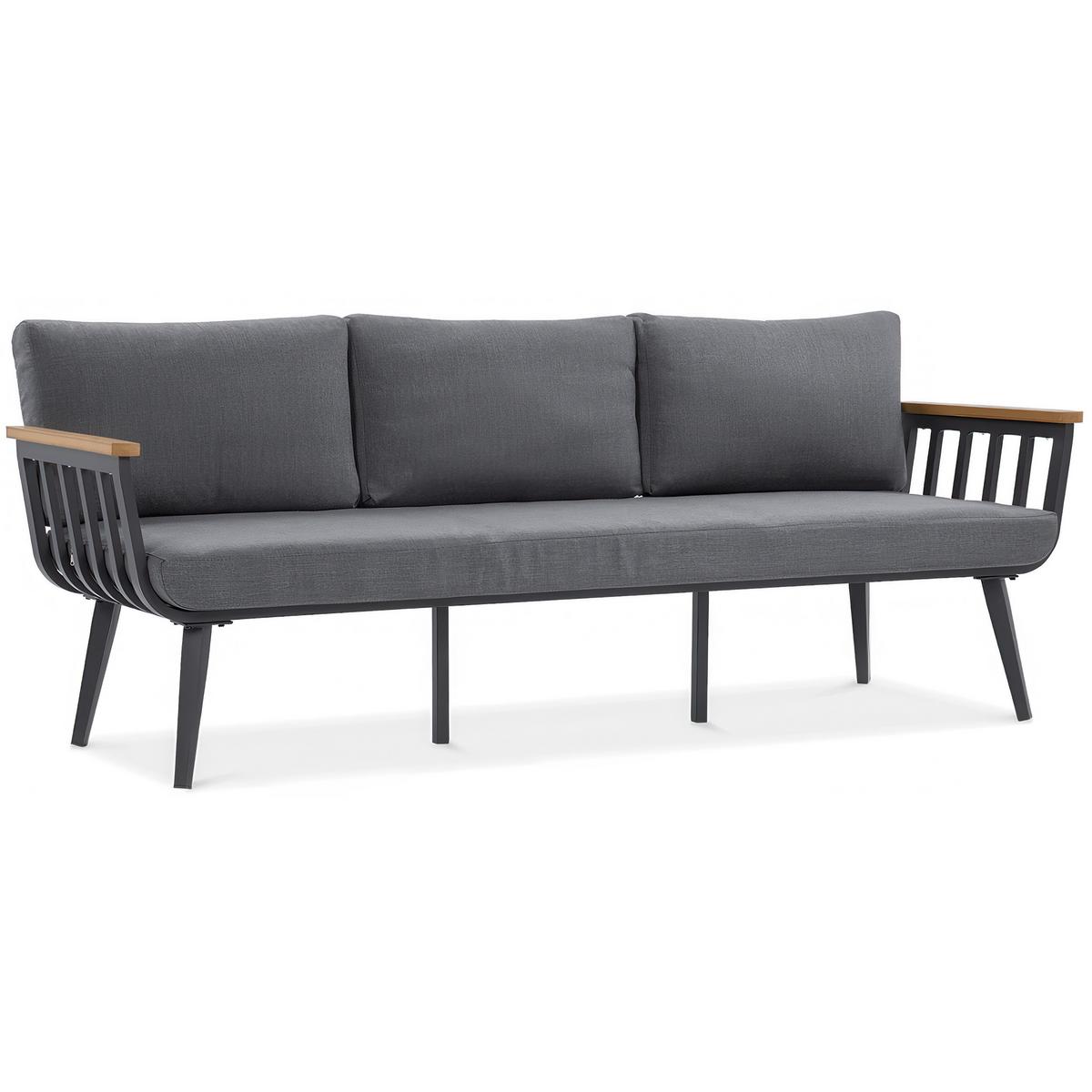 GARTENSET Nova mit Sofas Sessel und Kaffeetisch, für 5 Personen, Metallbeine, Grau - Grau, Metall - Beautysofa