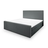 BOXBETT ALORIA 200x200 cm mit Matratze und Topper, H2+H3 - Grau - Grau, Holz (200/200cm) - MASSENO