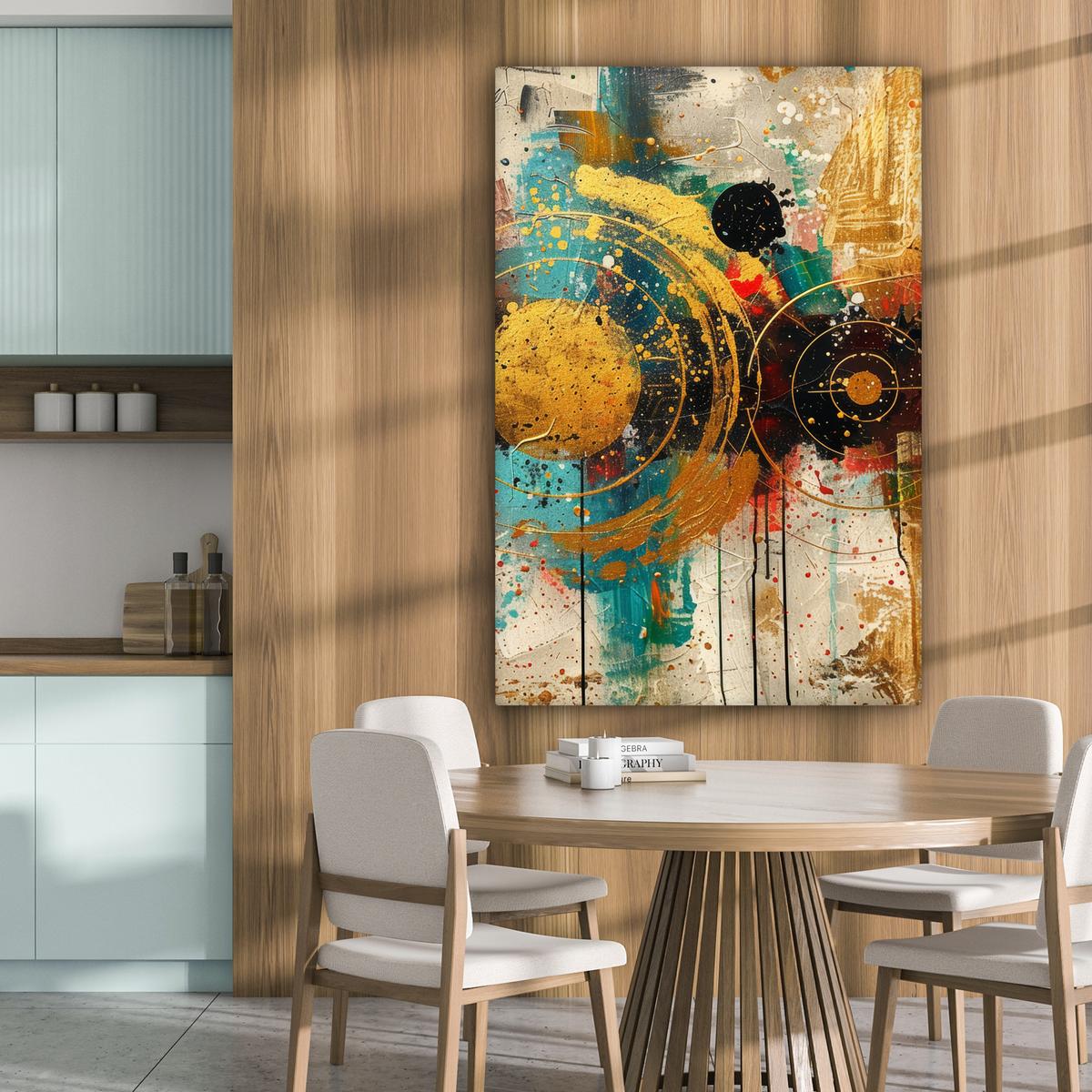 LEINWANDBILD Abstrakt - Kunst - Gold - Modern Deko XXL 80x120 cm - Multicolor, Textil (80/120cm) - MuchoWow