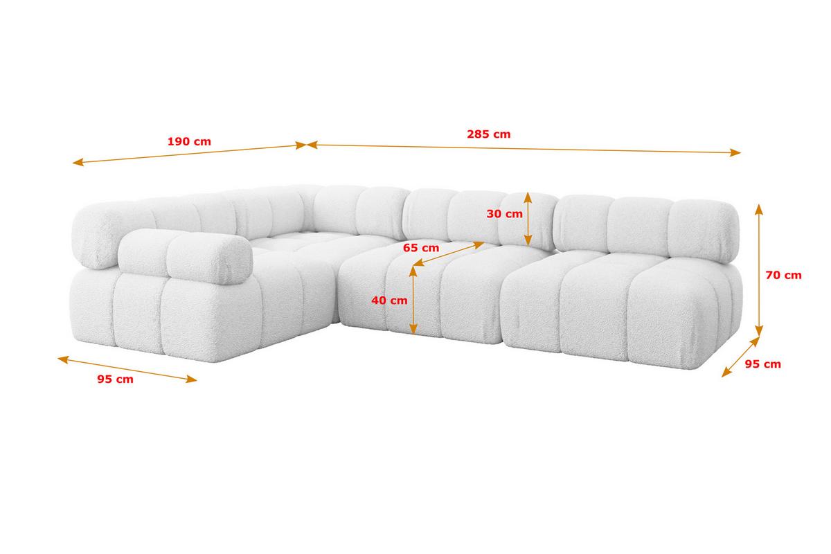 ECKSOFA modulares Sofa Mende-L2 - 285x190x70 cm Weiß Bouclé - Weiß, Holzwerkstoff/Textil (285/190cm) - ALTDECOR