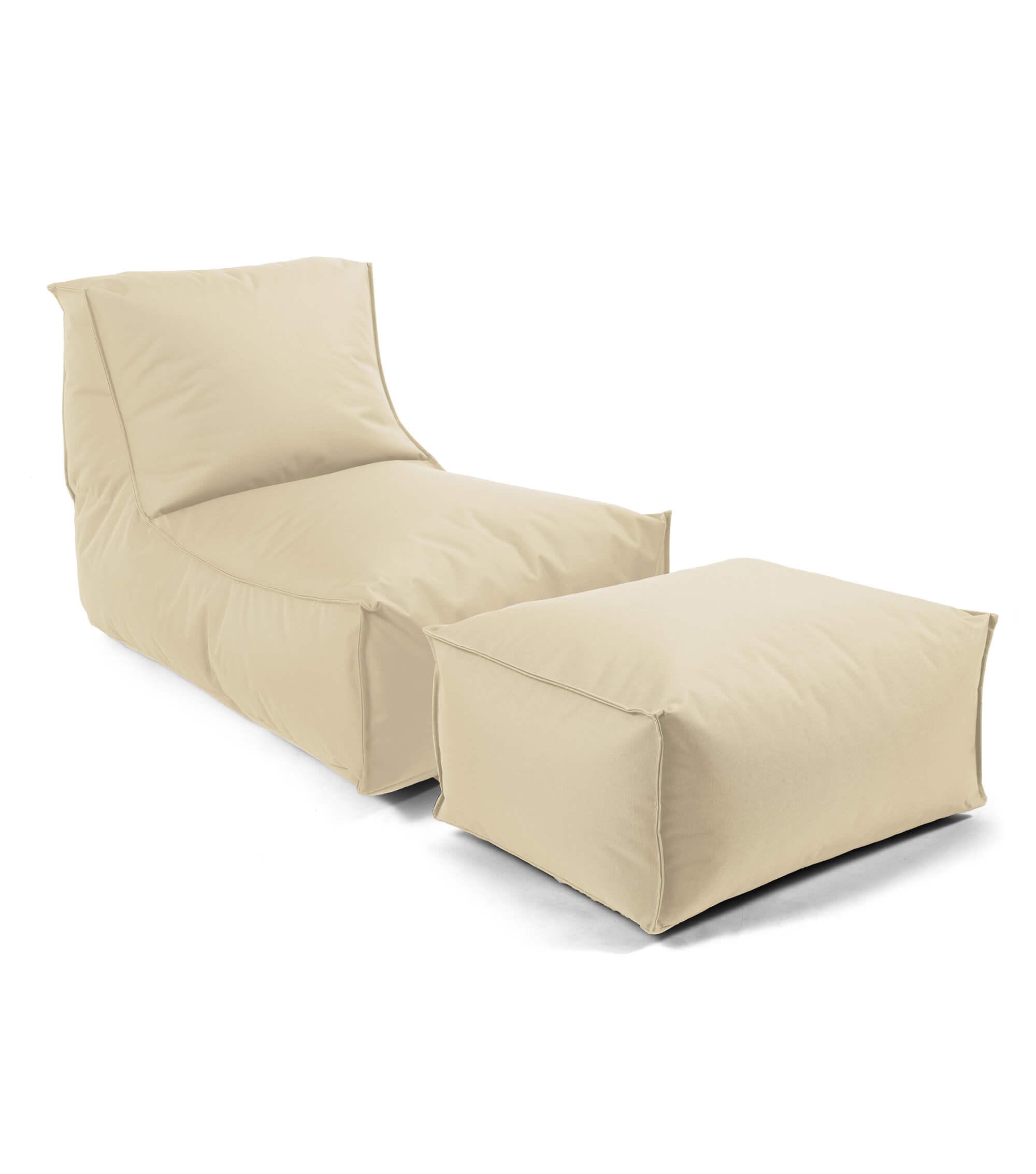 OUTDOOR SITZSACK mit Hocker Der Sundowner - Beige, Textil (60/65/95cm) - Mokebo
