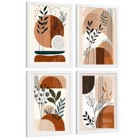 POSTER 4er Kunstdruck-Set Wandbilder Botanisch Abstrakt modern Wohnzimmer Deko, Schlafzimmer, Küche, Badezimmer Weißer Rahmen A3 - Weiß, Papier (29.7/1/42cm) - Nacnic