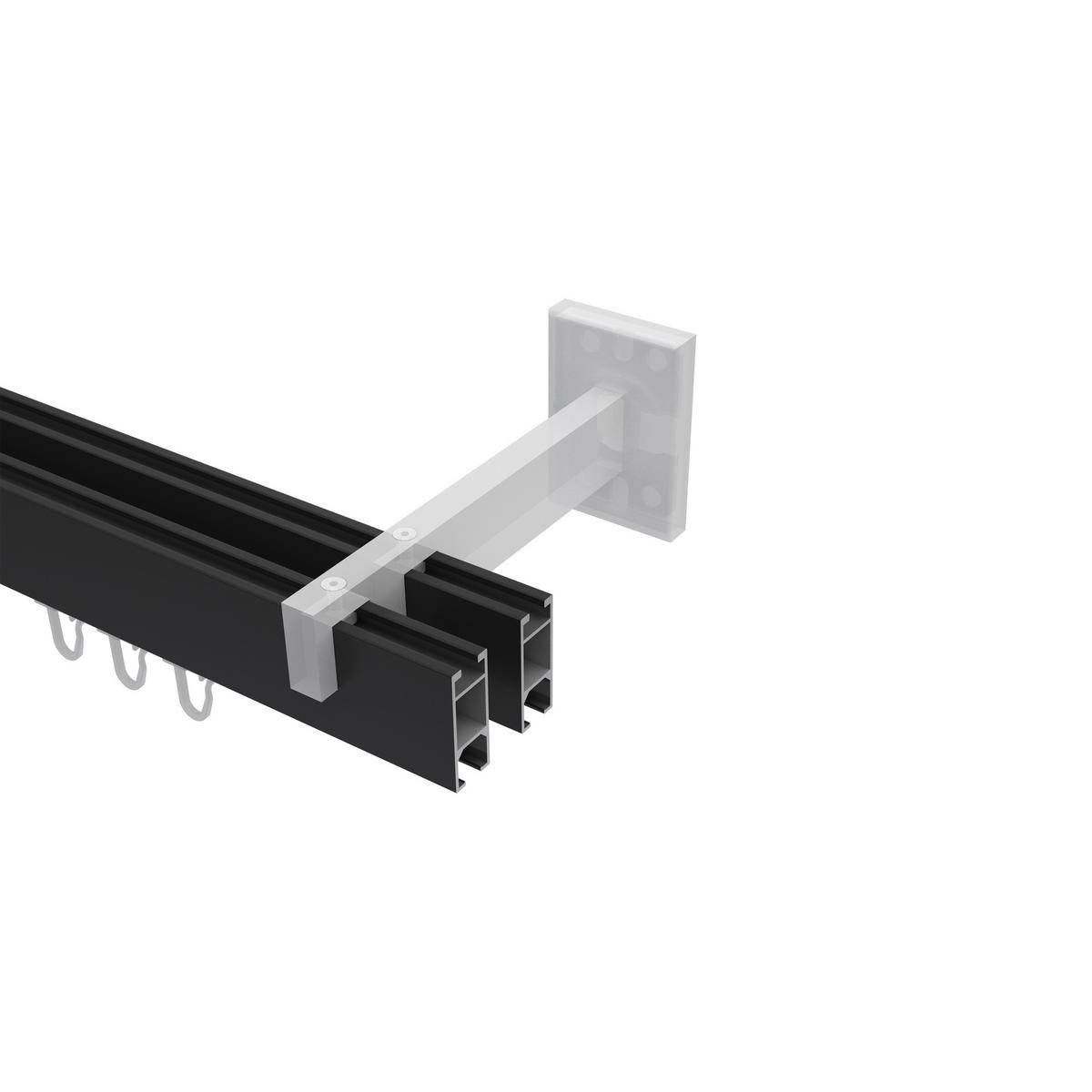 GARDINENSTANGE INNENLAUF Smartline Paxo 140 cm, 2-läufig, 14x35 mm Schwarz - Schwarz, Metall (140cm) - INTERDECO