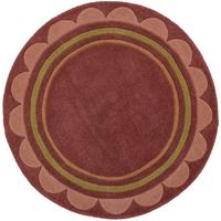 TEPPICH aus Wolle, handgetuftet, WENSUM, in Beerenrot, Scallop-Bordüre, Ø 120 cm - Rot, Textil (120/120cm) - KADIMA DESIGN
