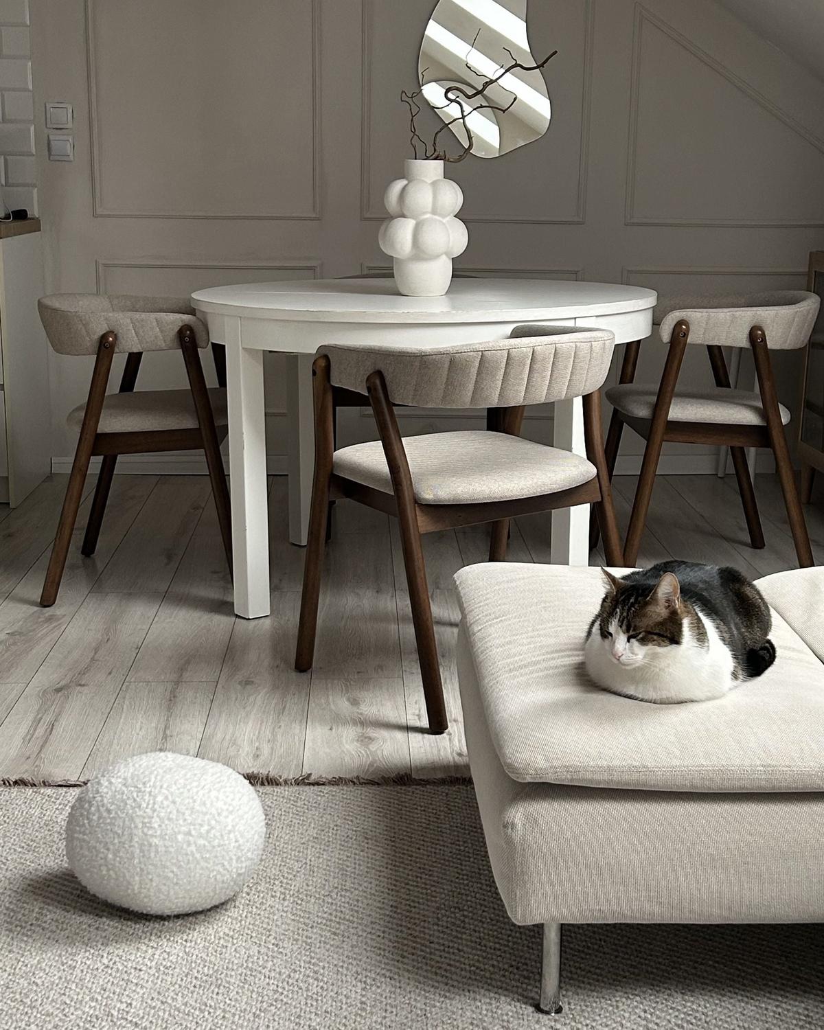 ESSZIMMERSTUHL 2er-Set Beige Mylo - Beige/Braun, Textil (58/77/56cm) - Beliani