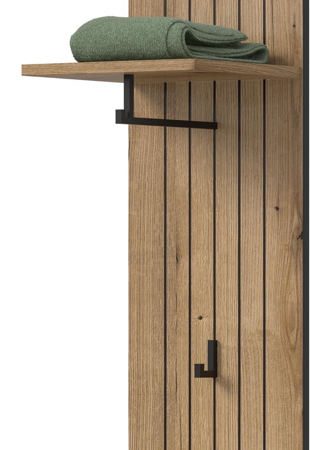 GARDEROBENPANEEL Evoke Eiche 31 x 160 cm, Wandgarderobe mit Kleiderstange - Eiche Artisan, Glas/Holzwerkstoff (31/160/27cm) - Inn.Furn
