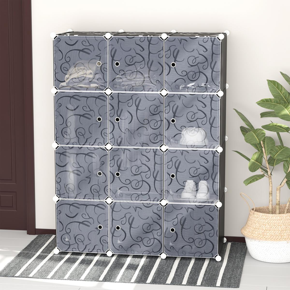 KLEIDERSCHRANK, Schwarz + Weiß - Schwarz, Kunststoff (47/145/111cm) - HOMCOM