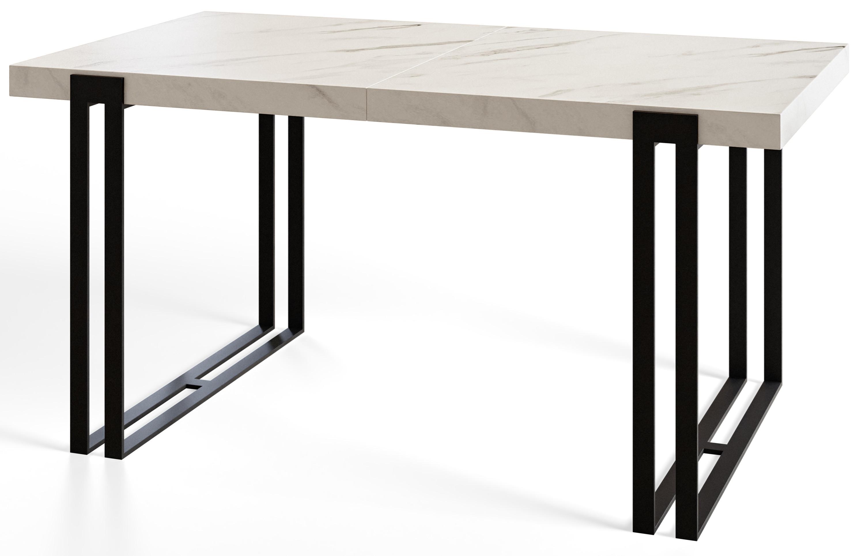 RECHTECKIGER Esszimmertisch ROSA, Größe: 140X80X77 cm, Wohnzimmertisch Farbe: MARMUR, mit Metallbeinen in Farbe Schwarz - Hellgrau/Schwarz, Holzwerkstoff (140/80/77cm) - Alpi-Möbel
