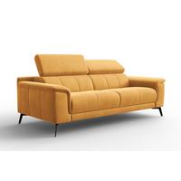 SOFA FIERO 3-Sitzer, Gelber Veloursstoff - Gelb/Schwarz, Holz/Textil (212/82/103cm) - Courtois Laville
