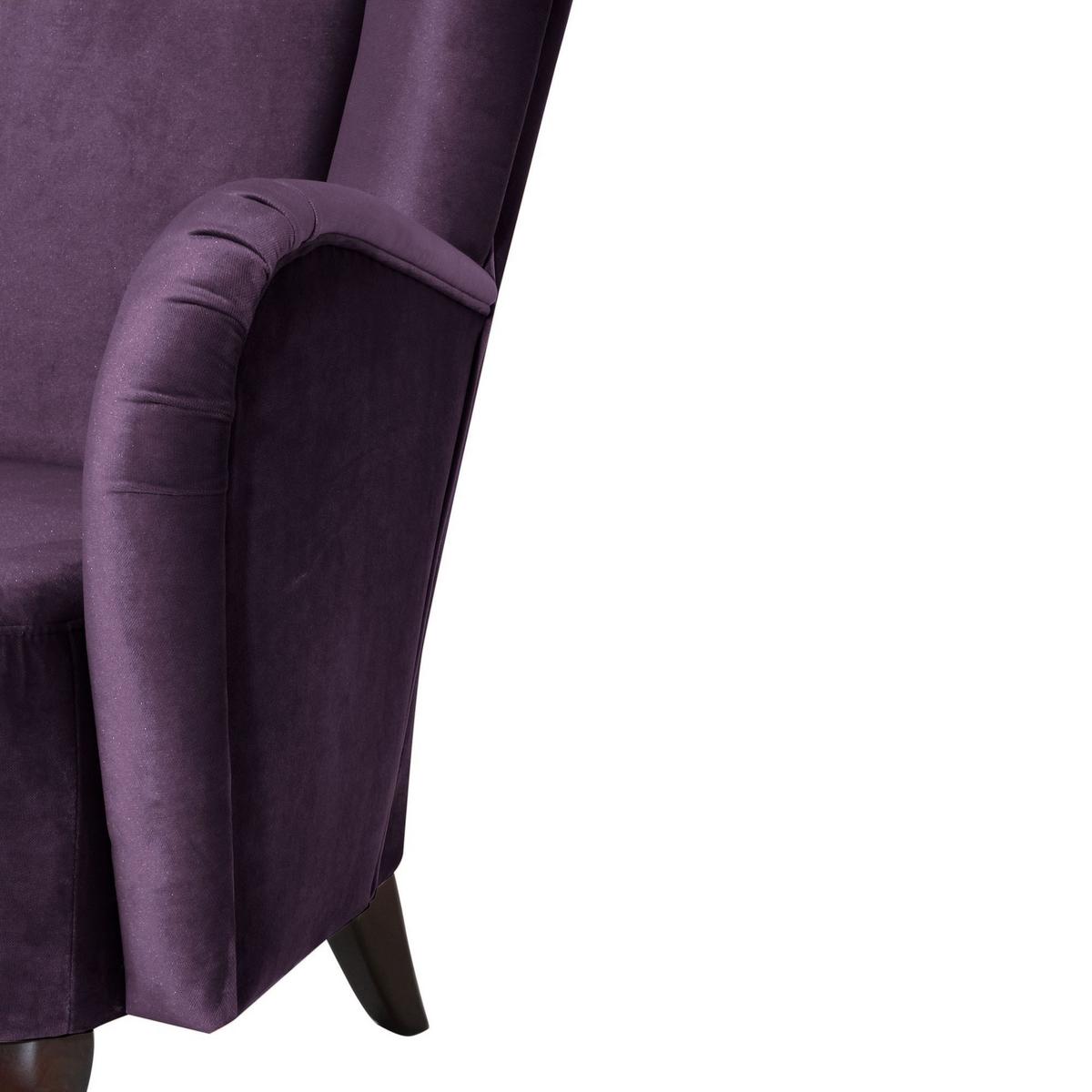 HOCHLEHNSESSEL Kailey Bezug Samtvelours Buche nussbaum dunkel / purple - Lila, Kunststoff (96/122/89cm) - 58aufmkessel
