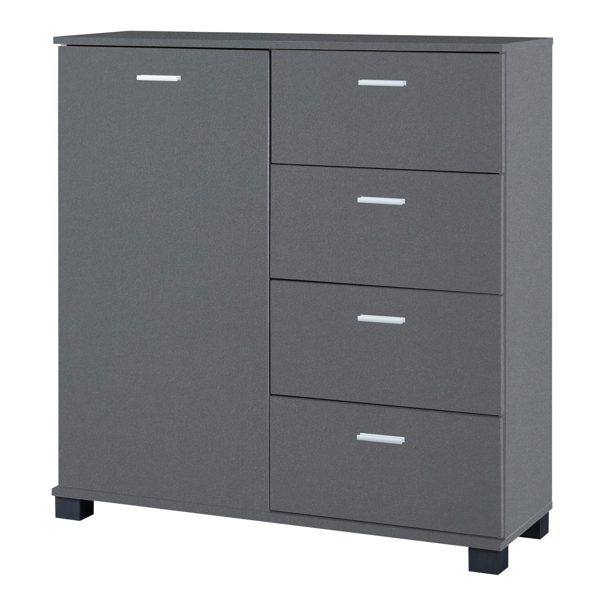 SIDEBOARD Döbritz - Dunkelgrau, Holzwerkstoff (80/84/28cm) - [en.casa]