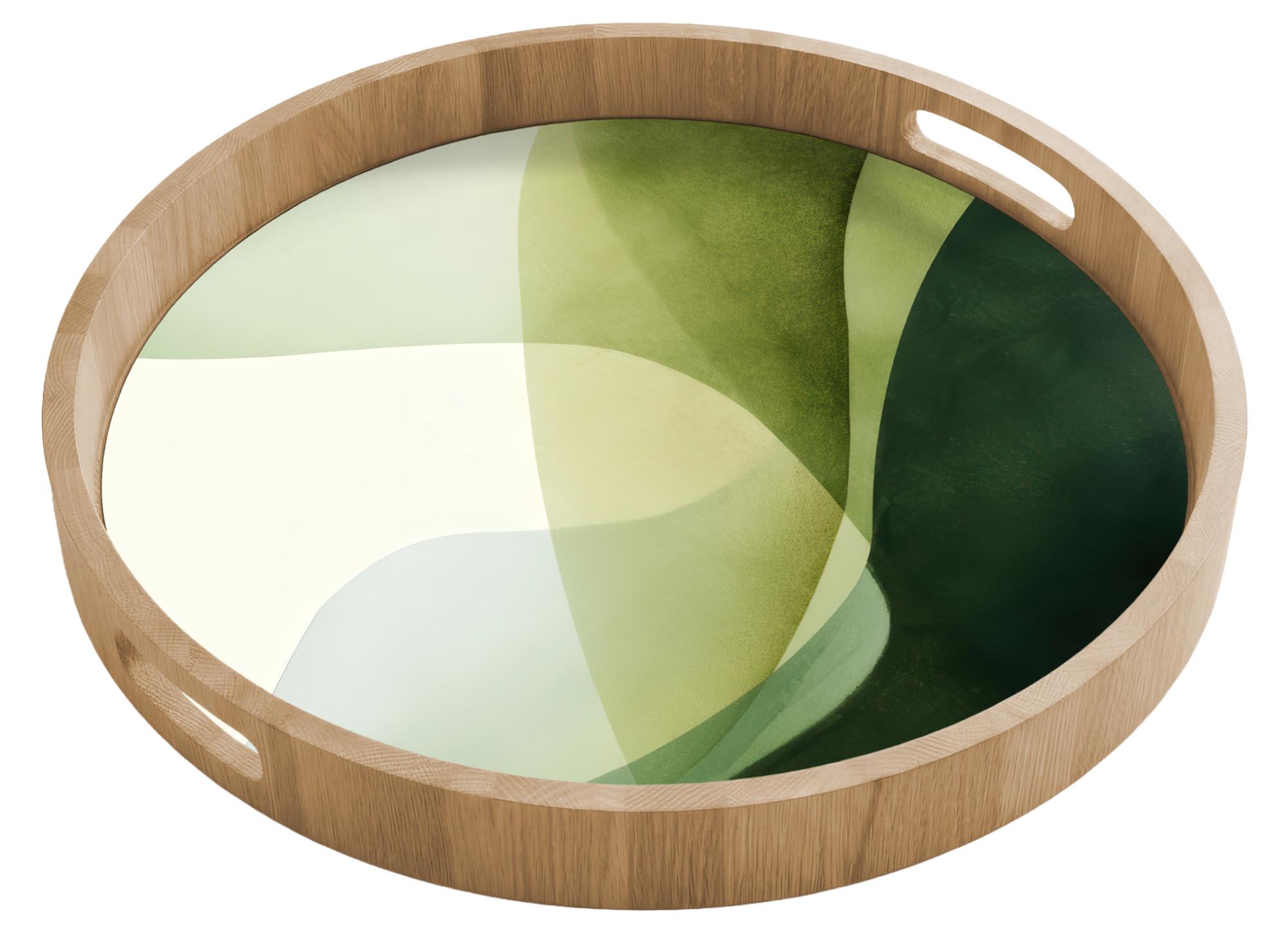 TABLETT Wellen - Abstrakt - Hellgrün - Ornamental 50x50 cm - Grün, Holz (50/5/5cm) - OnlyWow