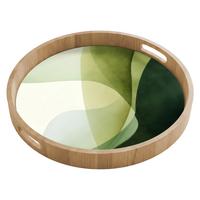 TABLETT Wellen - Abstrakt - Hellgrün - Ornamental 50x50 cm - Grün, Holz (50/5/5cm) - OnlyWow