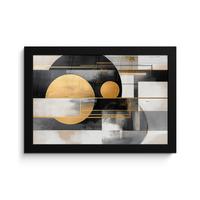 POSTER MIT RAHMENGERAHMTES BILD Abstrakt - Gold - Silber - Formen - Ästhetisch - Modern 30x20 cm - Goldfarben, Papier (30/20cm) - MuchoWow