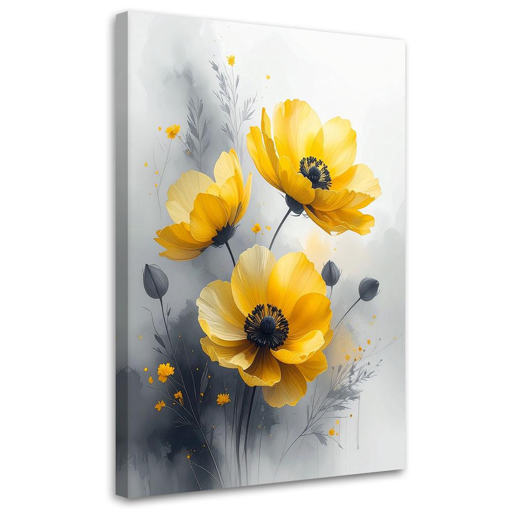WANDBILD, Gelbe botanische Blumen Natur - Gelb, Textil (40/60cm) - Feeby