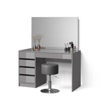 SCHMINKTISCH-SET Imola Grau 120 cm mit Hocker - Grau, Holzwerkstoff (120/75/55cm) - Livinity®