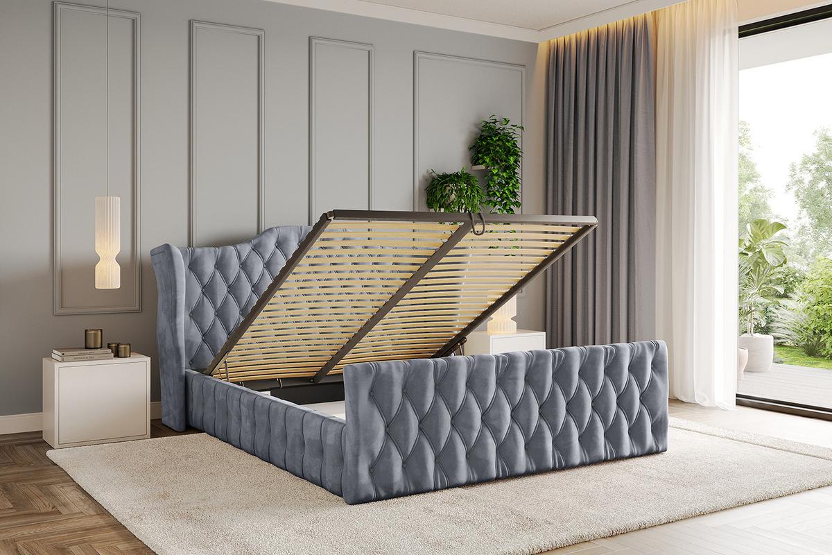 POLSTERBETT mit Bettkasten, Fußteil und Lattenrost, Boxbett mit Matratze H3/H4 - MODY-Z 120x200 Grau - Grau, Holzwerkstoff/Textil (120/200cm) - ALTDECOR