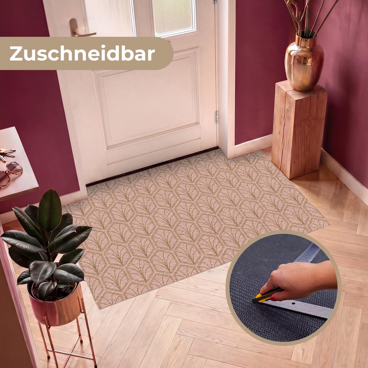FUSSMATTE Lachsrosa - Muster - Geometrisch Schmutzfangmatte 150x90 cm - Altrosa, Kunststoff (150/0.4cm) - MuchoWow
