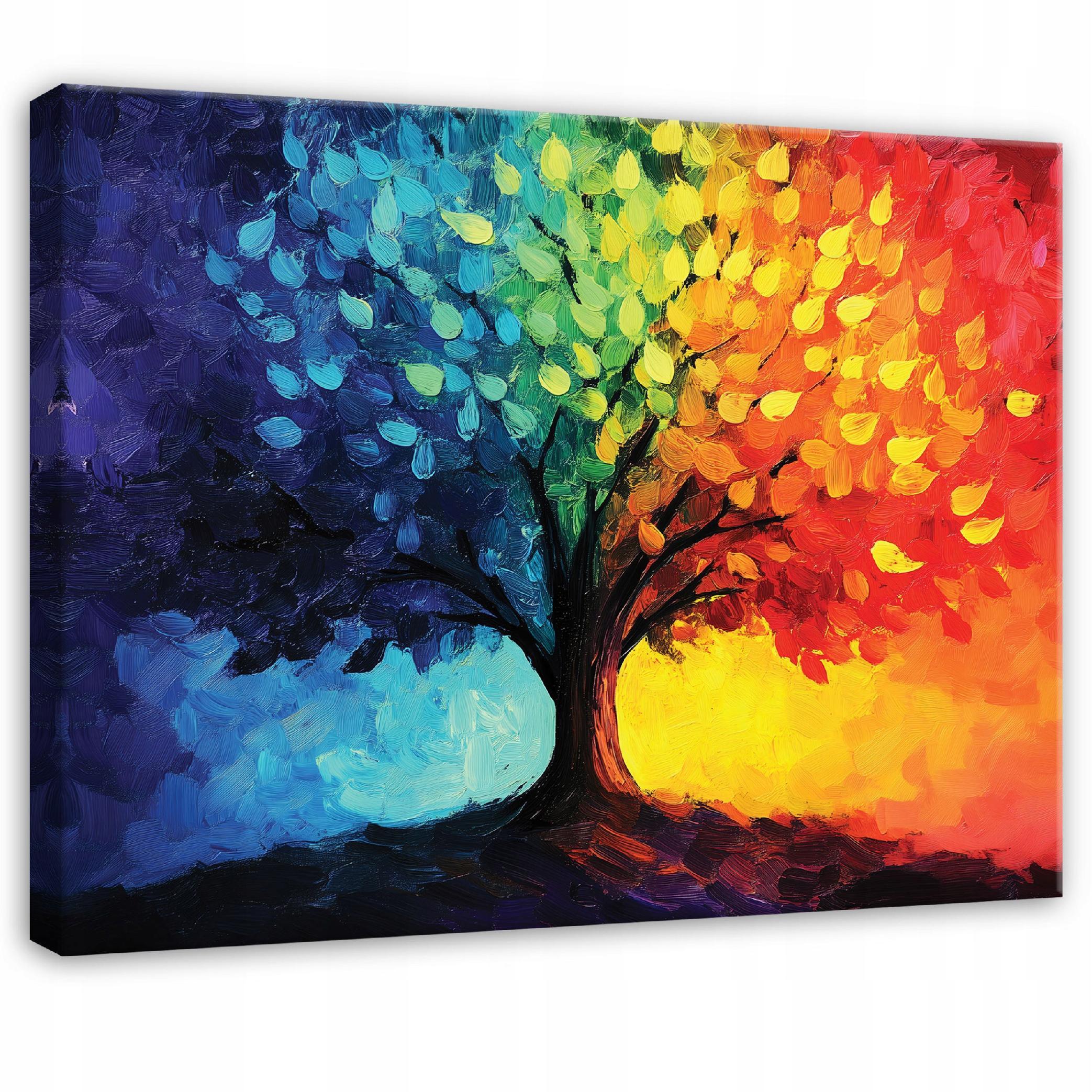 LEINWAND BILDER Abstrakt Baum Bunt Modern Wohnzimmer 120x80 - Multicolor, Holzwerkstoff (120/80cm) - Wallarena